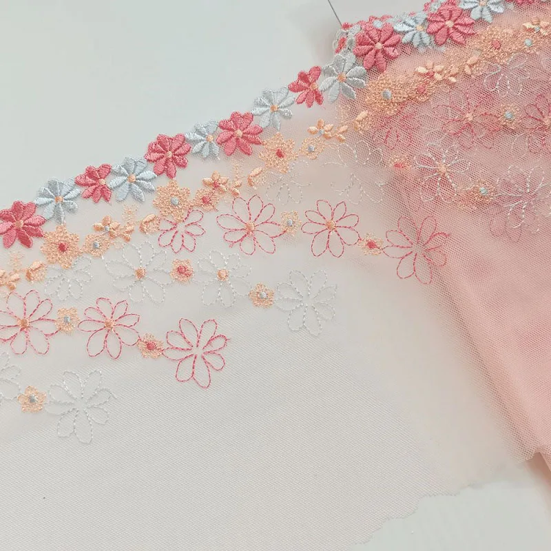

14 ярдов, Тюль с вышивкой в виде розовых цветов, кружевная ткань для нижнего белья, отделка для бюстгальтера, аксессуары для свадебного платья, занавески, декоративные материалы для шитья
