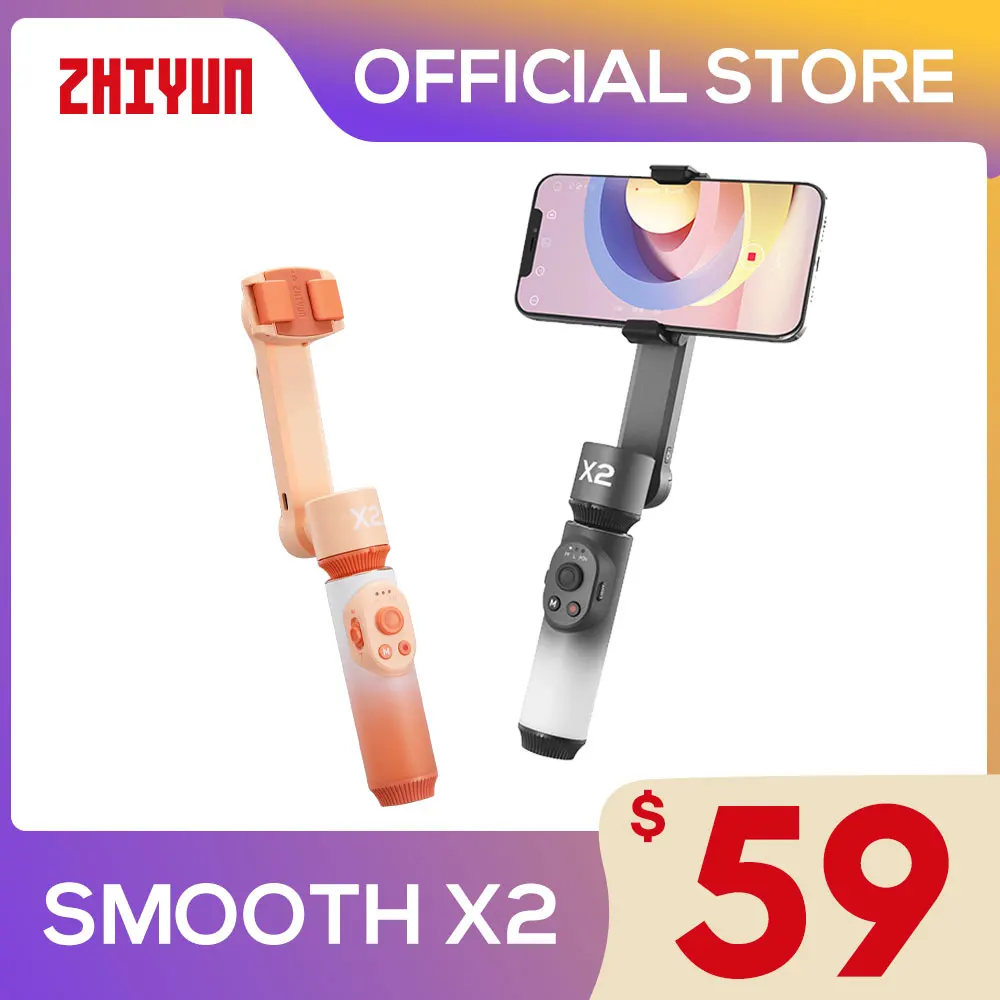 

ZHIYUN Official SMOOTH X2 Phone Gimbal Handheld Stabilizer 2-Axis Smartphone Gimbals for iPhone 13 PRO Black Selfie Stick