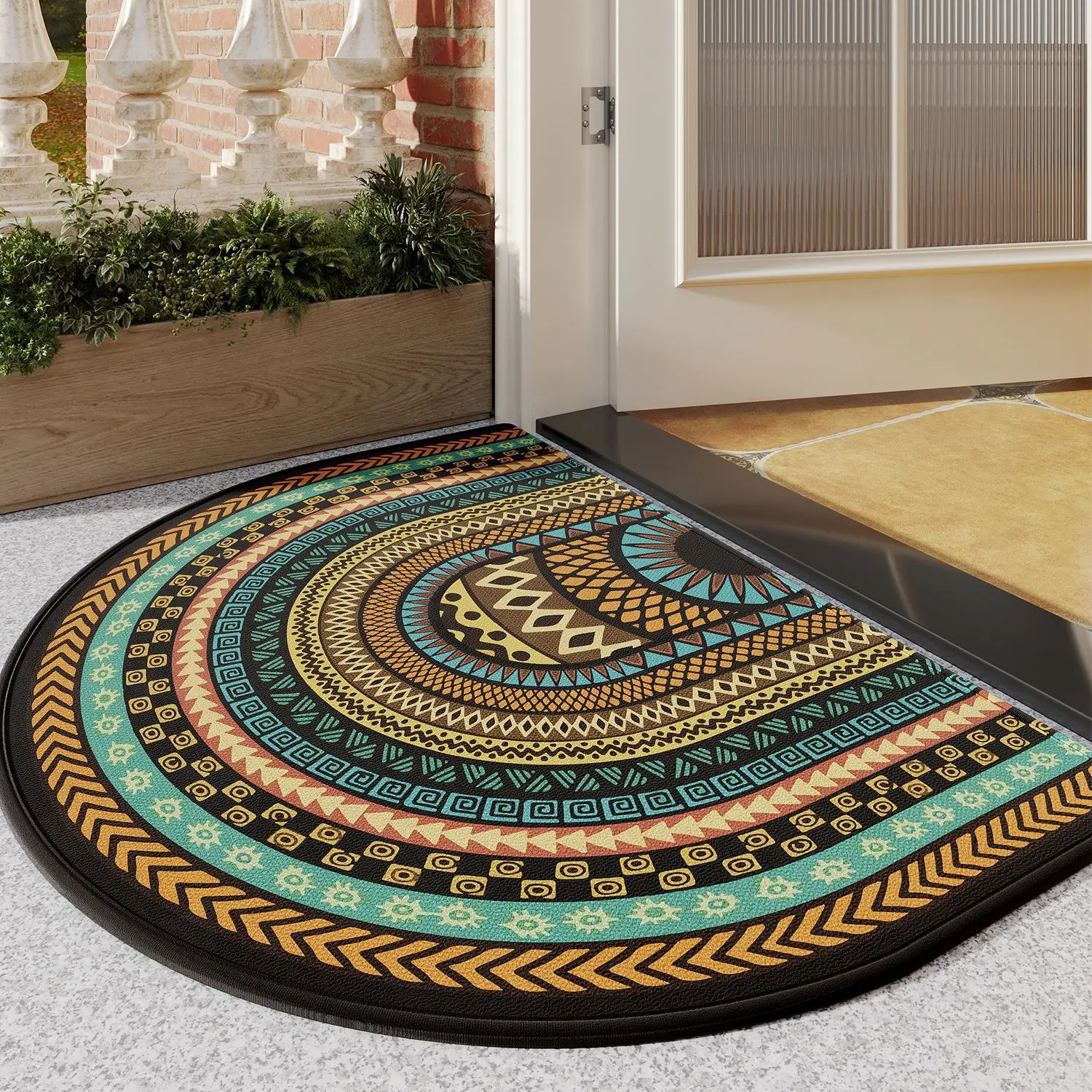 

Полукруглые дверные коврики, коврик для входной двери с противоскользящей резиновой подложкой для гаража, патио, для высокой дорожной зоны