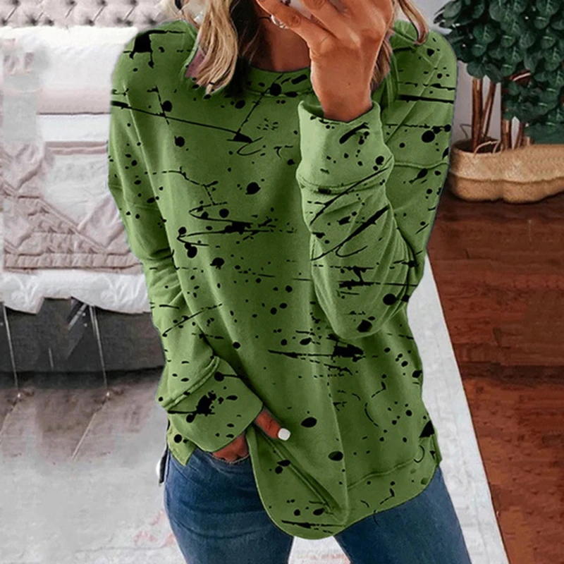 

Spring Autumn Women's Pullover Fashion T-shirt For Ladies Contrast Color Round Neck Long Sleeve Casual Loose Women's Sweater