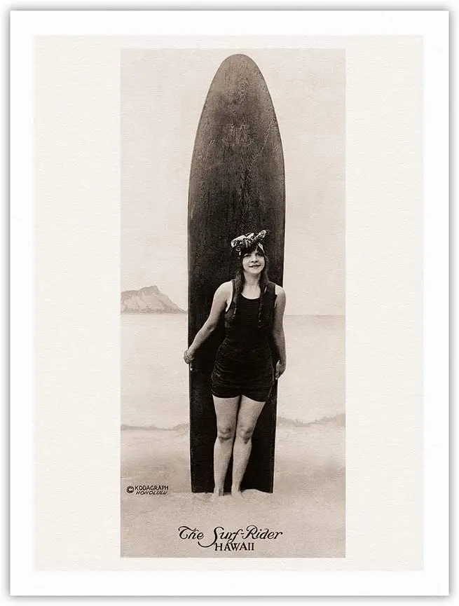 The Surf-Rider Гавайская купальная Красота Kodagraph Гонолулу Винтажная фотооткрытка от