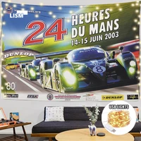 modern 24 hours le mans racing tapestry cool racing super sports car wall art tapesties room decoration accessories teen boys