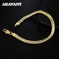 24k gold sideways bracelet chain for men women fashion jewelry