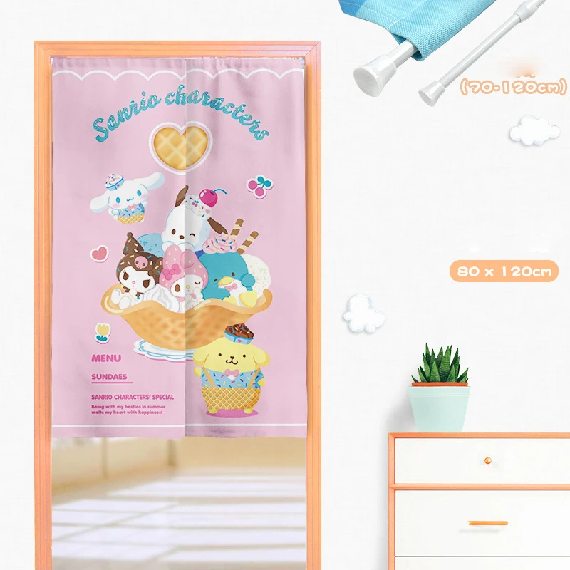

Милые занавески Hellokittys Sanrio Kuromi, простая дверная занавеска Mymelody, перегородка, штора для спальни, солнцезащитный козырек, кухонные принадлежности