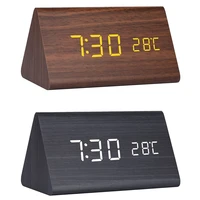 rriangle wooden led smart alarm clock digital desktop clock voice control table digital alarm clocks for bedrooms