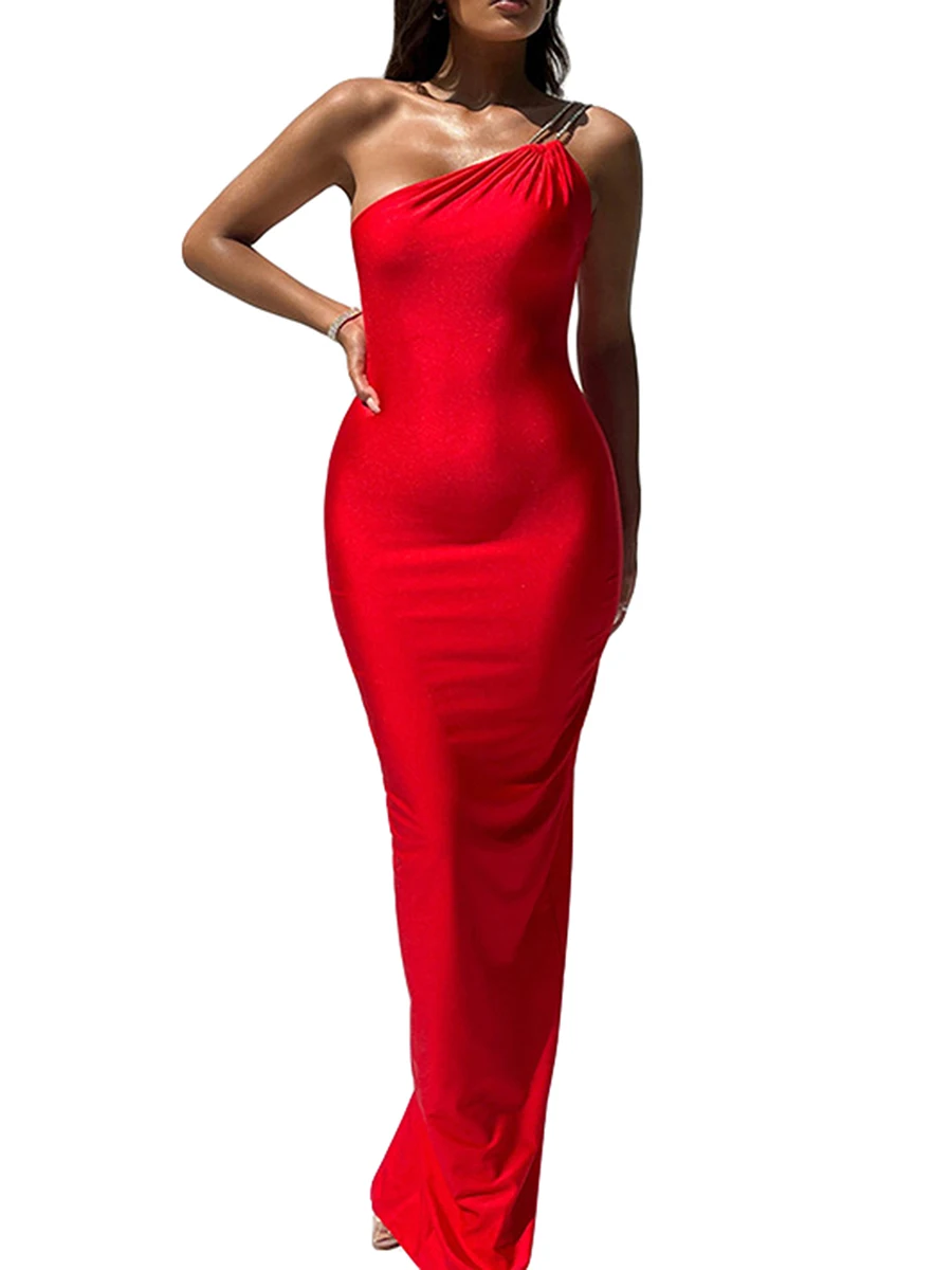 

Женское вечернее платье на одно плечо, блестящее длинное платье на бретельках с открытой спиной, официальные платья для выпускного вечера