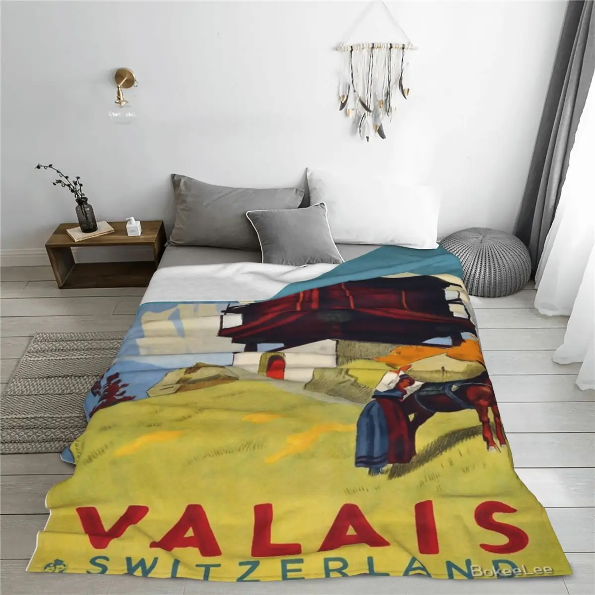 Valais Швейцария лыжное одеяло покрывало на кровать плюшевое для двуспальной