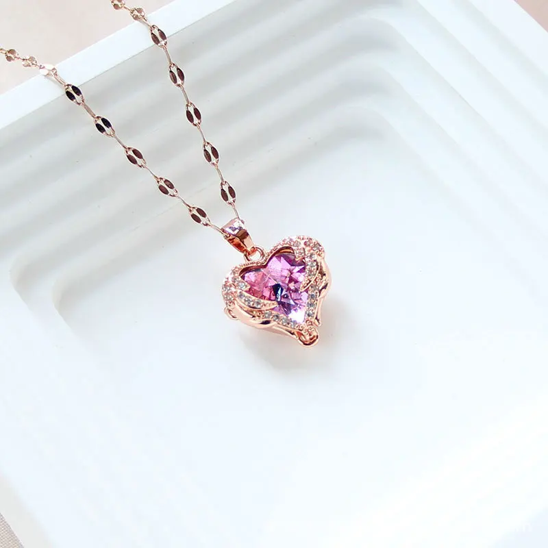 

Ожерелье из нержавеющей стали для женщин 2023, модное розовое золото, романтичное ювелирное изделие, лот, оптовая продажа, на День святого Валентина