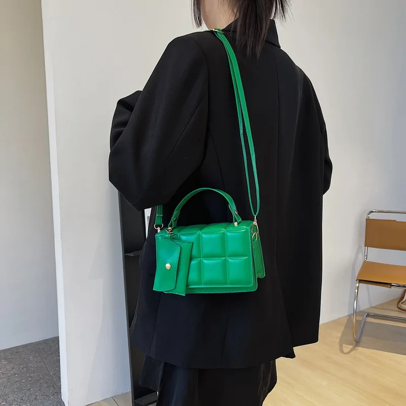 

2022 New Fashion Women Crossbody Shoulder Bags Small Flap Messenger Bag Clutch Plaid Pu Leather Female Handbag with Purse Packet