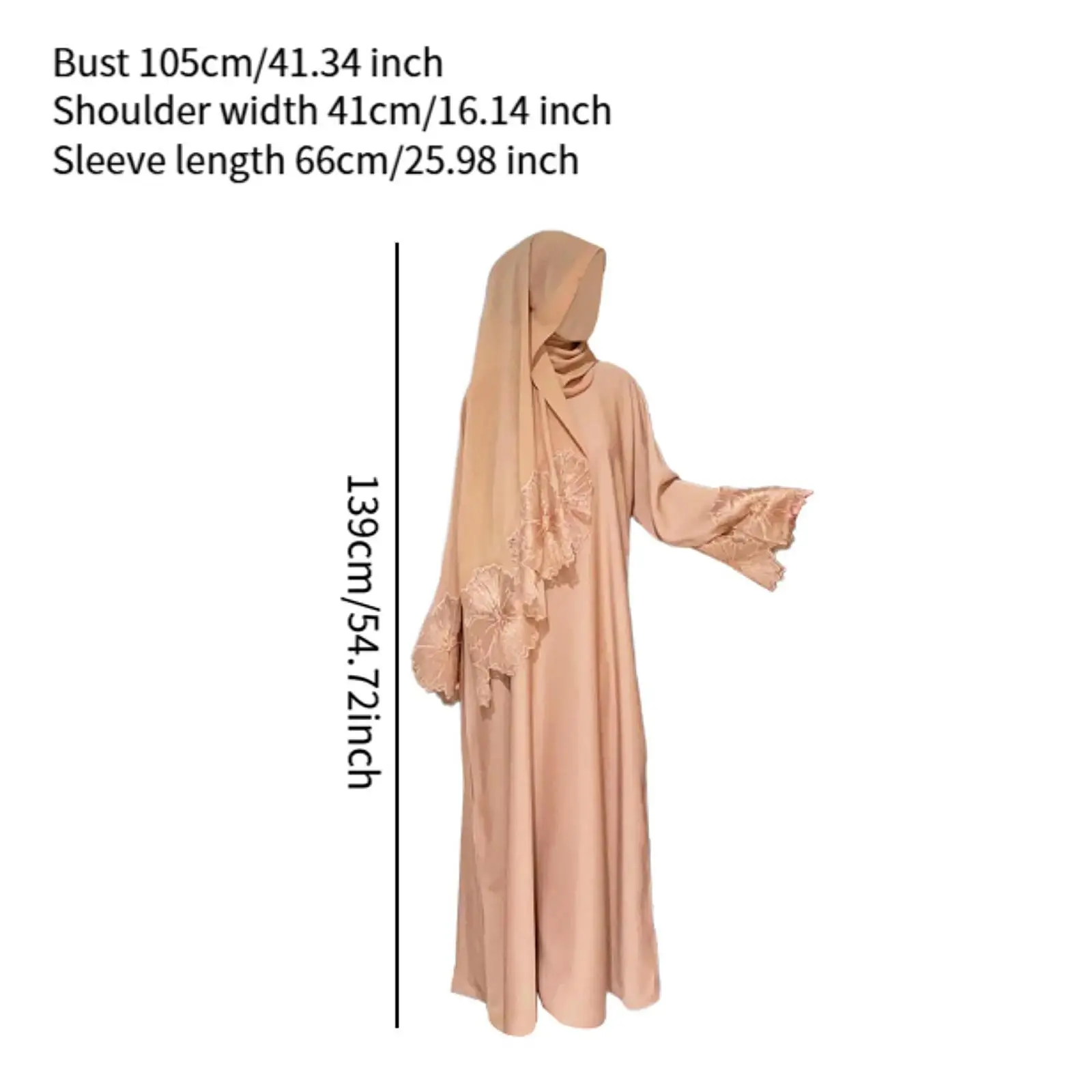 Мусульманский халат для женщин средней длины флисовый с длинными рукавами