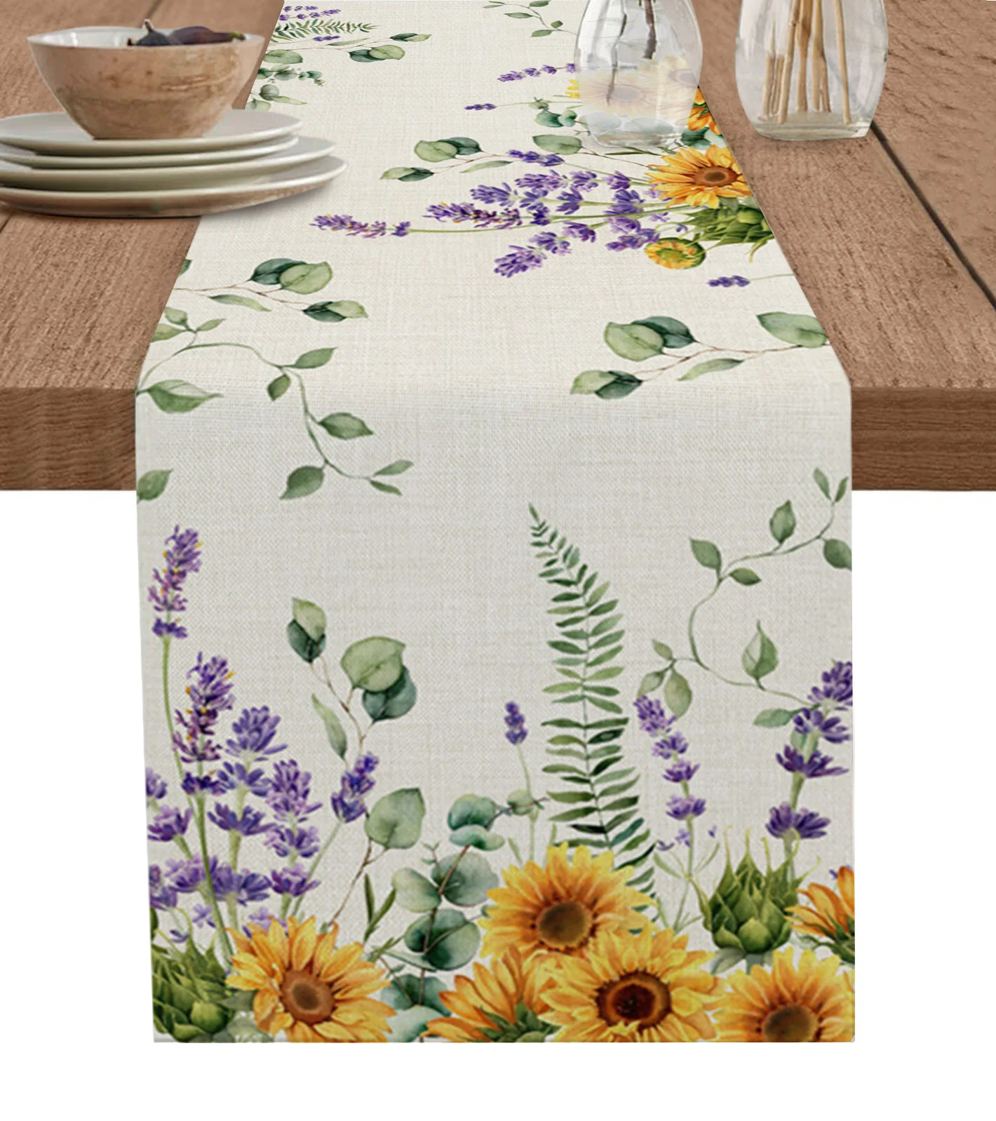 

Растение эвкалипт дерево Подсолнечник Лаванда настольная дорожка украшение домашний декор обеденный стол декор стола