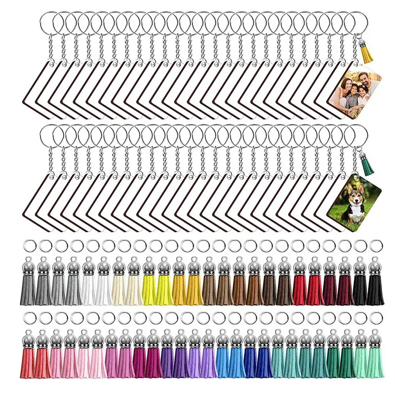 

250 Pcs Sublimation Blanks Keychain 2.4In Heat Transfer Blank Keychains, Double Side Keychain, DIY Gift Ornament