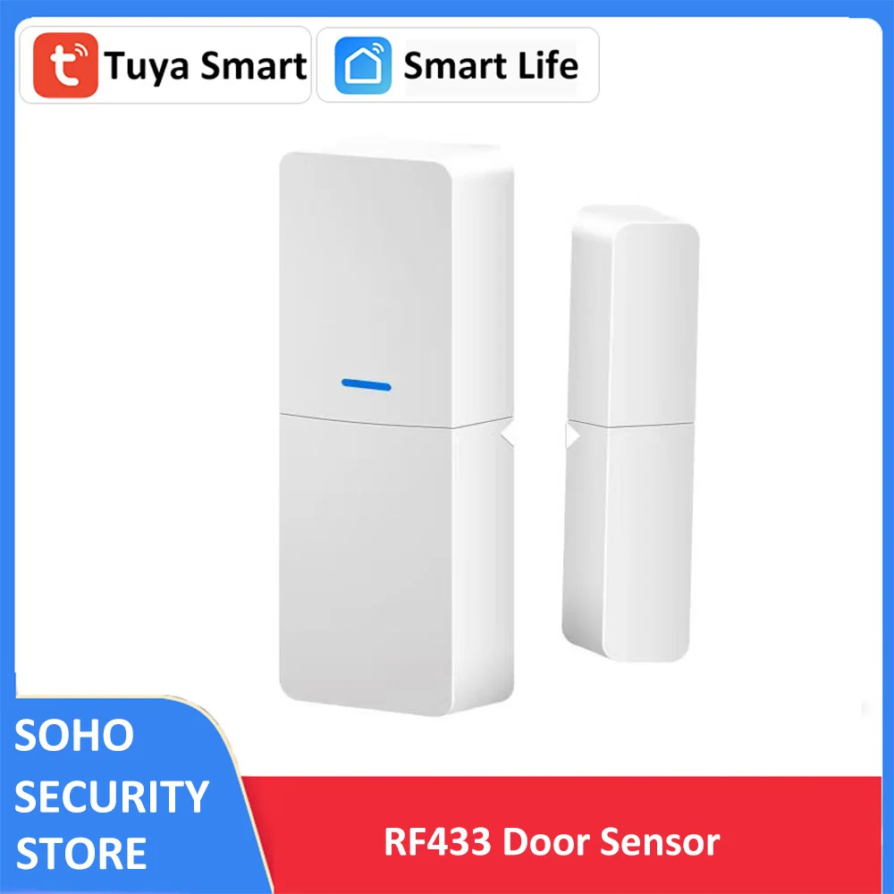 

Tuya WIFI RF433 Датчик окна двери Проверка ON OFF Состояние APP Уведомления работают с системами TUYA WIFI RF Hub