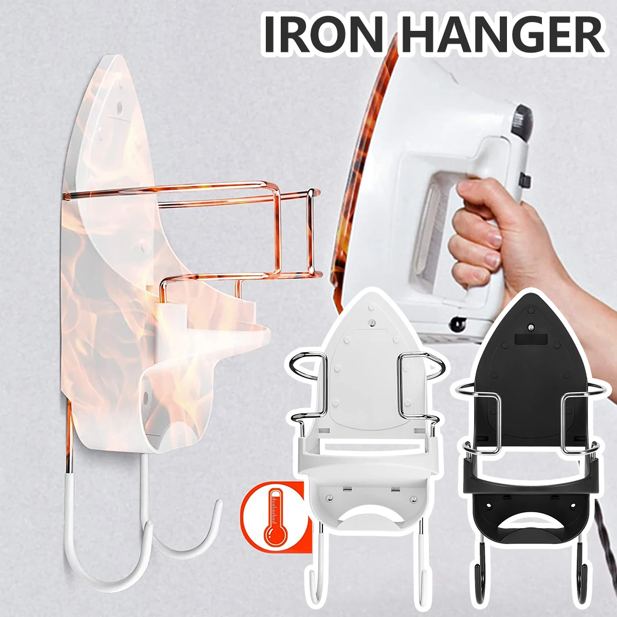 

Wall Mounted Iron Rack Universal Ironing Board Hanger Household Electric Iron Holder Heat-resistant Hanging Accessories for