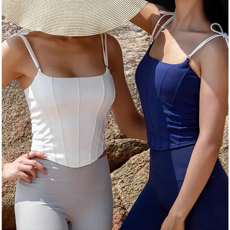 

Sexy Tether Women Fitness Yoga Vest Dance Running Sports Vest Shockproof Workout Tank Tops Gym Training Tops Sports Camisole