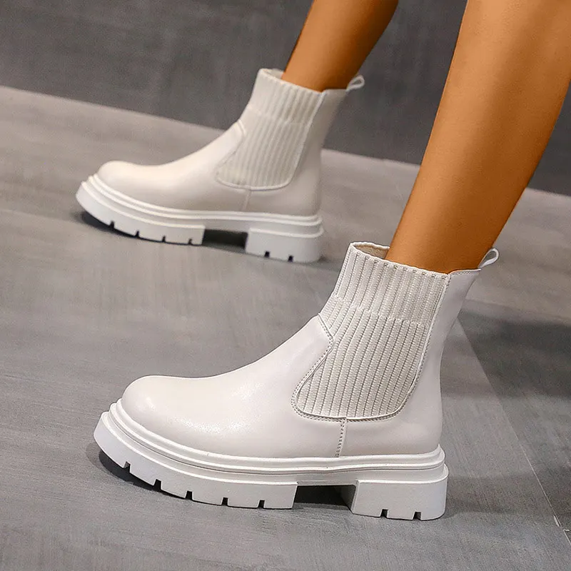 

Женские ботильоны из ПУ кожи, на платформе и квадратном каблуке