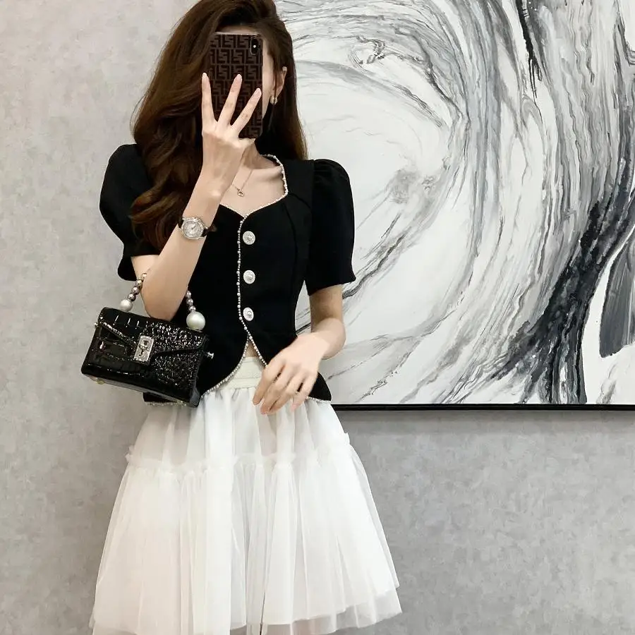 Элитный модный Женский Летний Новый короткий топ во французском стиле 2023