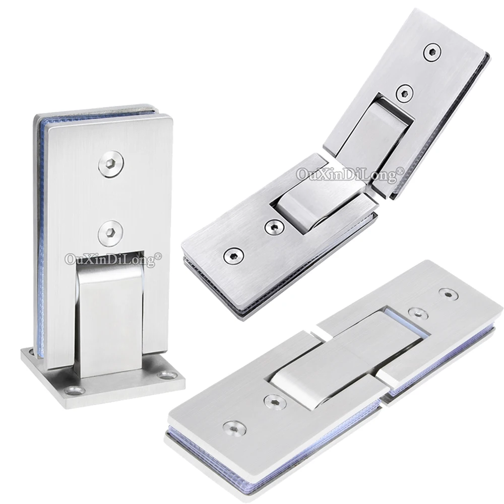 

1PCS Stainless Steel Frameless Shower Door Hinges Rectangle Glass Door Hinges Heavy Fixed Brackets Brushed Finished for 8~12mm