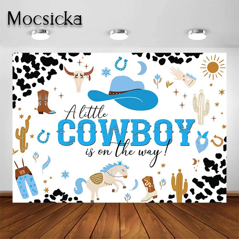 

Mocsicka фон для детской фотосъемки с изображением ковбоя, голубого цвета, реквизит для фотостудии, декоративный баннер