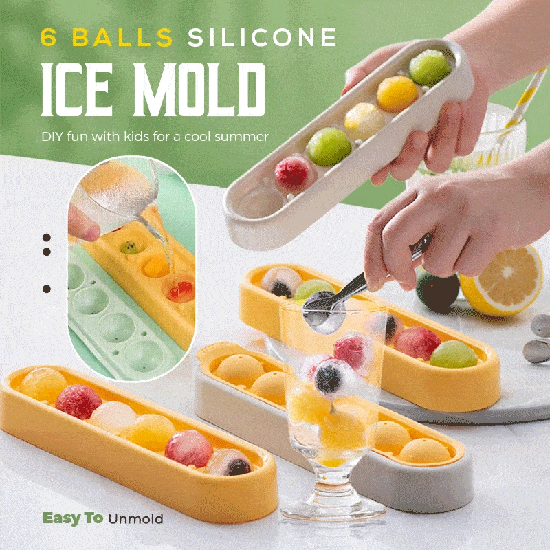 

6 Balls Silicone Ice Mold Ice Ball Mold Ice Cube Trays Whiskey Ice Ball Maker Fruit Ice Cube Maker Party Bar Kitchen Accessories