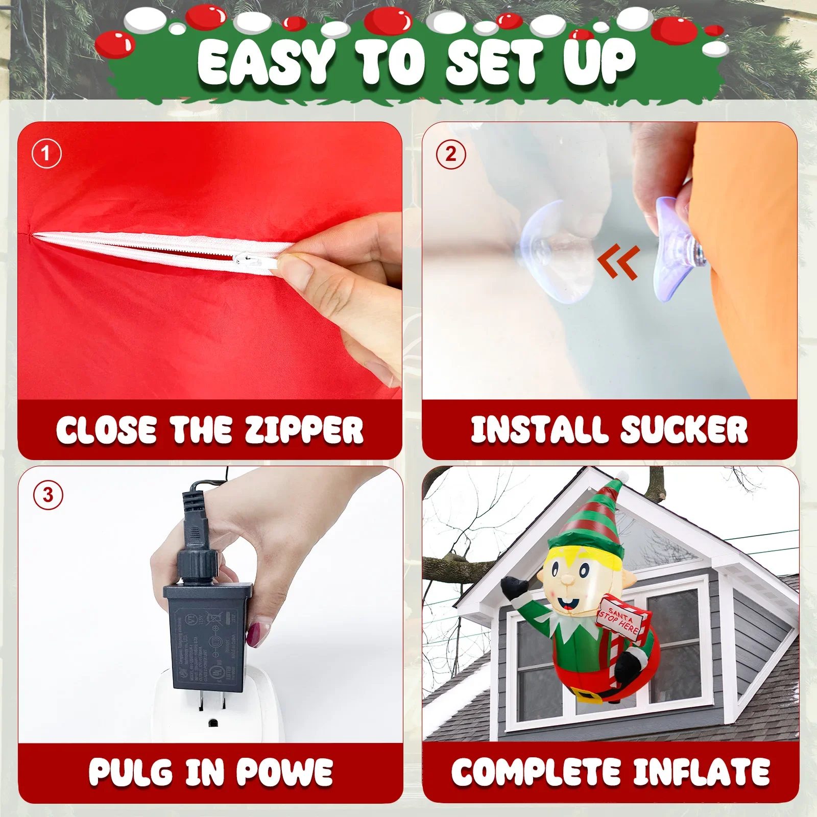 3 5-футовый надувной рождественский эльф рождественские украшения из окна