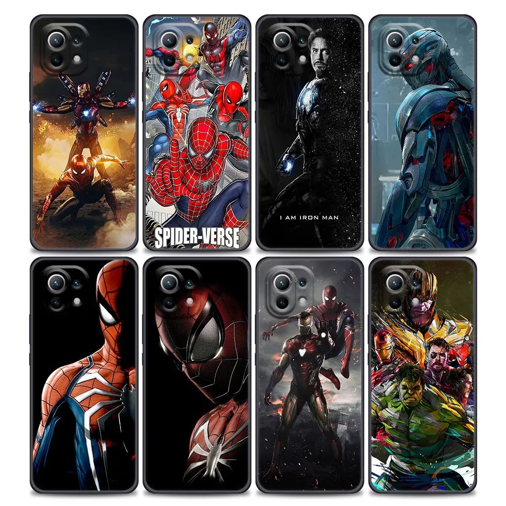 

Phone Case for Xiaomi Mi 11 Lite 5G NE 11i 11X 11T 12 Pro Poco F3 X3 GT X4 NFC Pro Silicone Cover Spiderman Iron Man Marvel