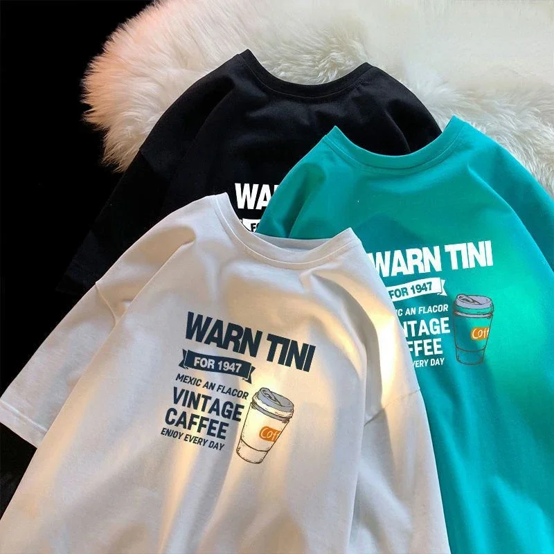 Хлопковый креативный топ в гонконгском стиле для мужчин и женщин с коротким