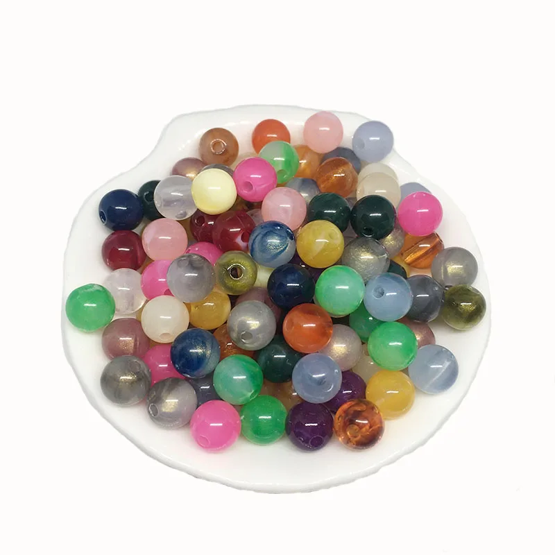 

12mm 30pcs Natural Round Stone Loose Beads Acrylic Balls For Jewelry Making Supplies DIY Bracelet Necklace Accessories