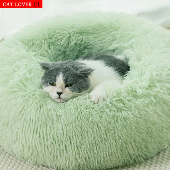 

Round Cat Bed House Pet Mats Soft Long Plush Mat Pet Warm Basket Cushion Cats House Sofa Machine