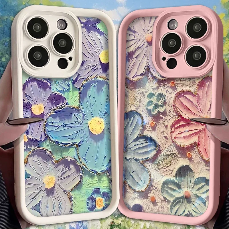 Чехол с художественной картиной маслом и цветочным принтом для Xiaomi Redmi Note 13 12 11 Pro