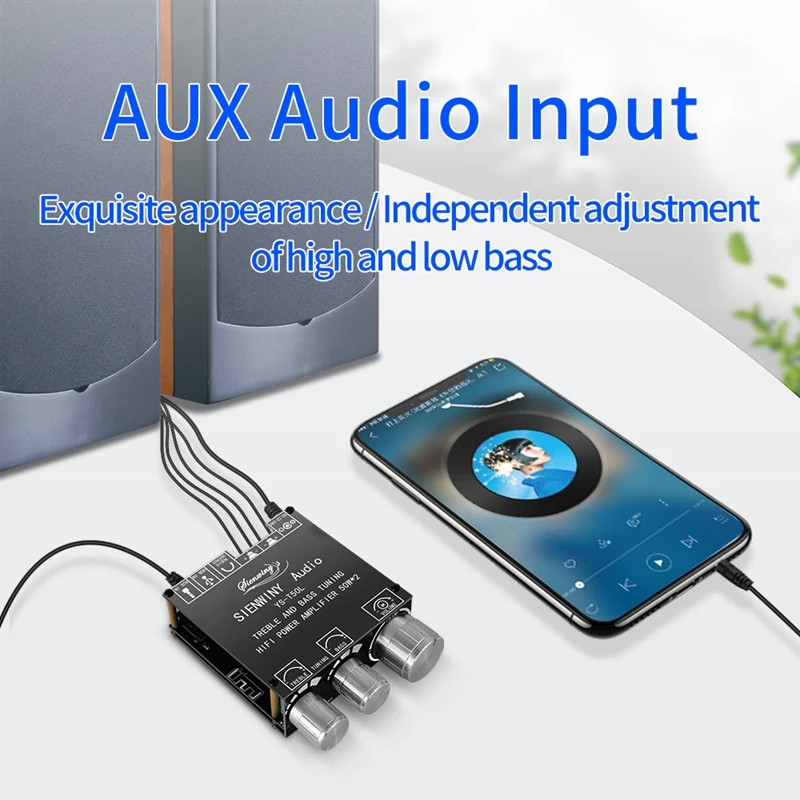 

YS-T50L Bluetooth Digital Amplifier Board 50Wx2 BT5.1 With Front-End High-Bass Adjustment Stereo Audio Amplifier DC5-26V