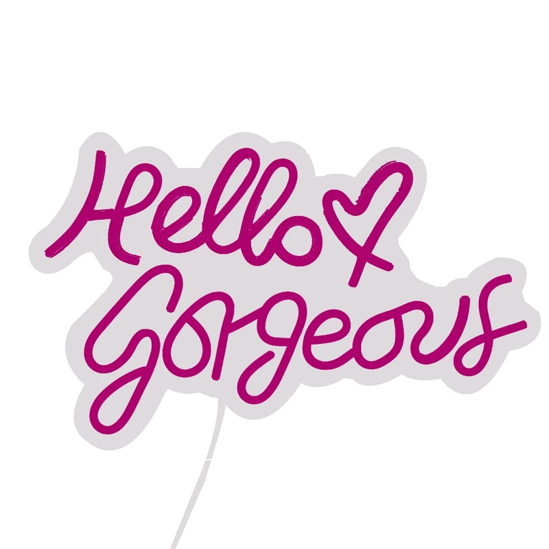 Hello Gorgeous Neon Sign Letters Heart Decorative Wall Lights For Girls Room Wedding Anniversary