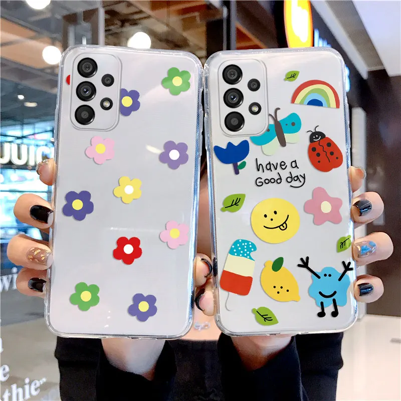 Чехол для Samsung Galaxy A52 A52S 5G A72 Женский Прозрачный чехол телефона с надписью цветы и