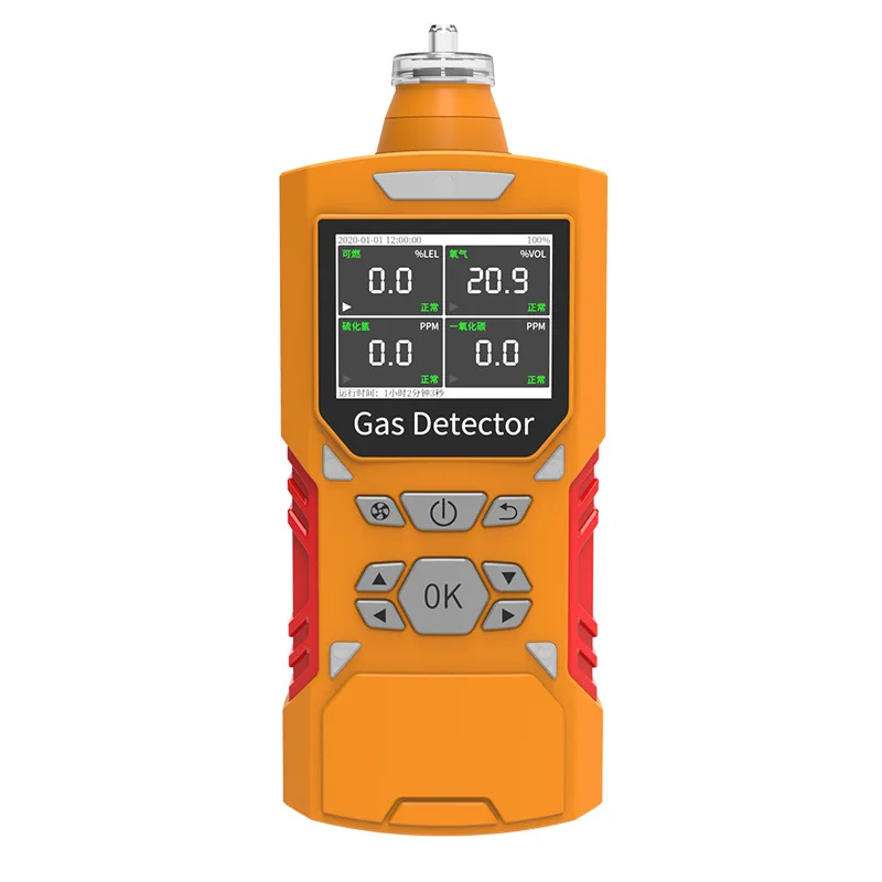 

Portable pumping 4 in 1 gas detector customize for gases H2S CO CO2 CH4 C2H4 VOCS PM O3 gas leak detector