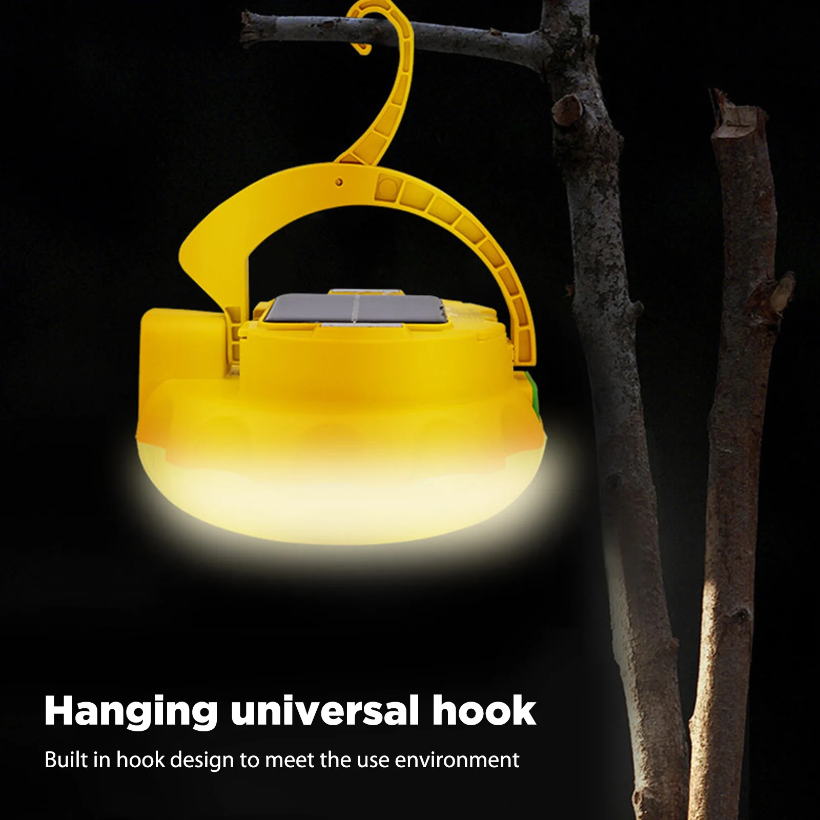

Solar Work Lamp 4-gear Dimming Night Fishing Bulb Light Type-C Charging Dual Light Source Waterproof with Hook for Outdoor