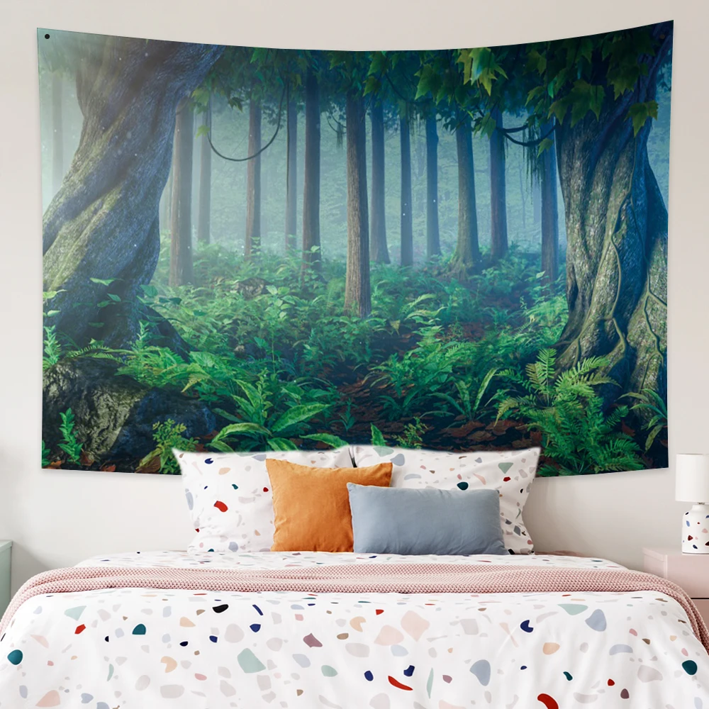 

Натуральный лес, искусство мандалы в психоделическом стиле, домашнее искусство, декоративный гобелен в стиле хиппи, бохо, настенное украшен...