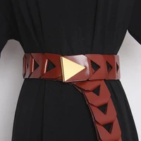 fashion triangle hollow ladies decorative dress belt high quality leather designer belt for women corset dress coat down jacket