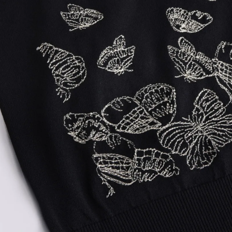 Новинка летний пуловер с круглым вырезом Модная трикотажная одежда вышивкой в