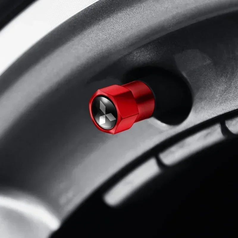 4pc Car Wheel Tire Valve Stem Cap Airdust Waterproof Cover For Mitsubishi Ralliart Lancer EX Outlander ASX Competition