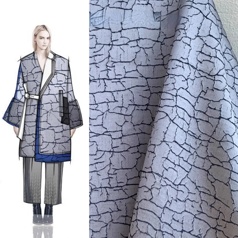 

Jacquard Fabric Gray Texture Luster Cracking Texture Designer Fashion Wholesale Cloth Diy Apaprel Sewing Fabric Meters Material