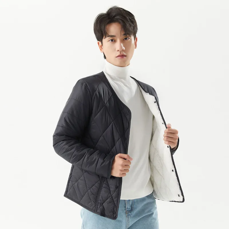Men's Winter Dad Clothes Outer Wear Cotton-padded Clothes Thickened And Velvet Inner Tank Can Be Worn Inside Warm Jacket Men's