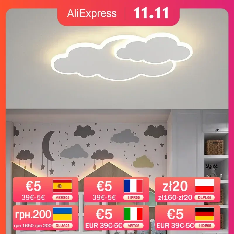 Светодиодная потолочная люстра креативное белое облако освещение для спальни