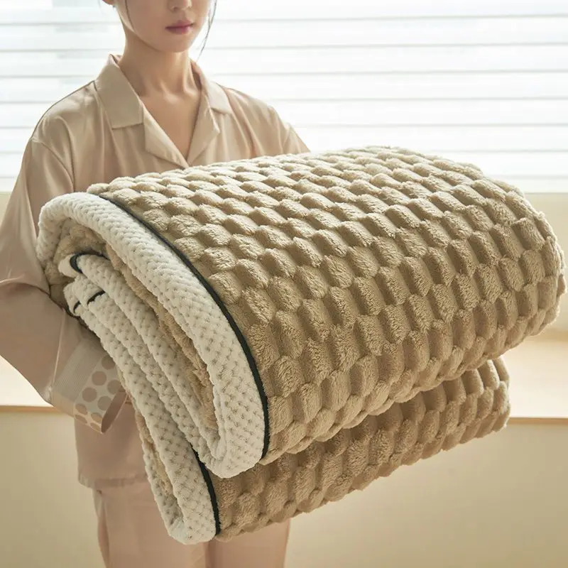 Мягкое пушистое одеяло из овечьей шерсти толстое антистатическое коралловое