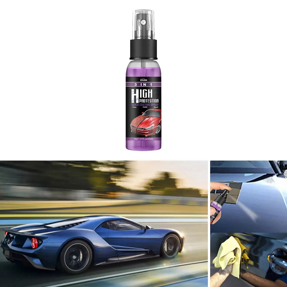 

1Pcs 30ml 3 In 1 High Protection Quick Coating Spray Coat Ceramic Coating Spray Hydrophobic Cleaning Coating Spray Tool