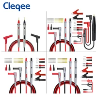 cleqee p1503 series universal multimeter probe test leads kit with replacement needle tester tip ic smd test hook alligator clip