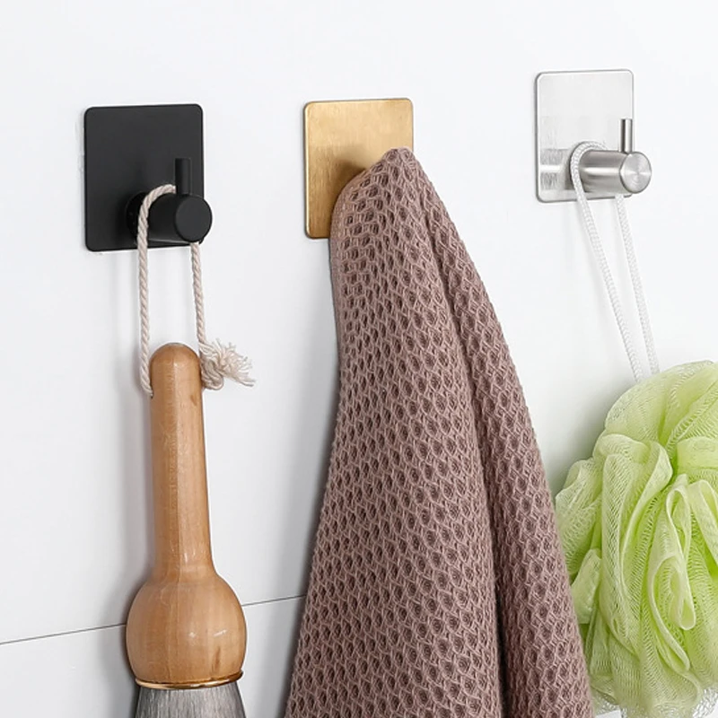 

1/4/6/8Pcs Self-adhesive Household Kitchen Hook Stainless Steel Wall Hooks Hanger Bathroom Towel Rack Kitchen Door Hook