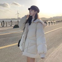 women thickened parkas harajuku hooded outerwear 2021 korean loose puffer jackets solid color short winter female coats korean