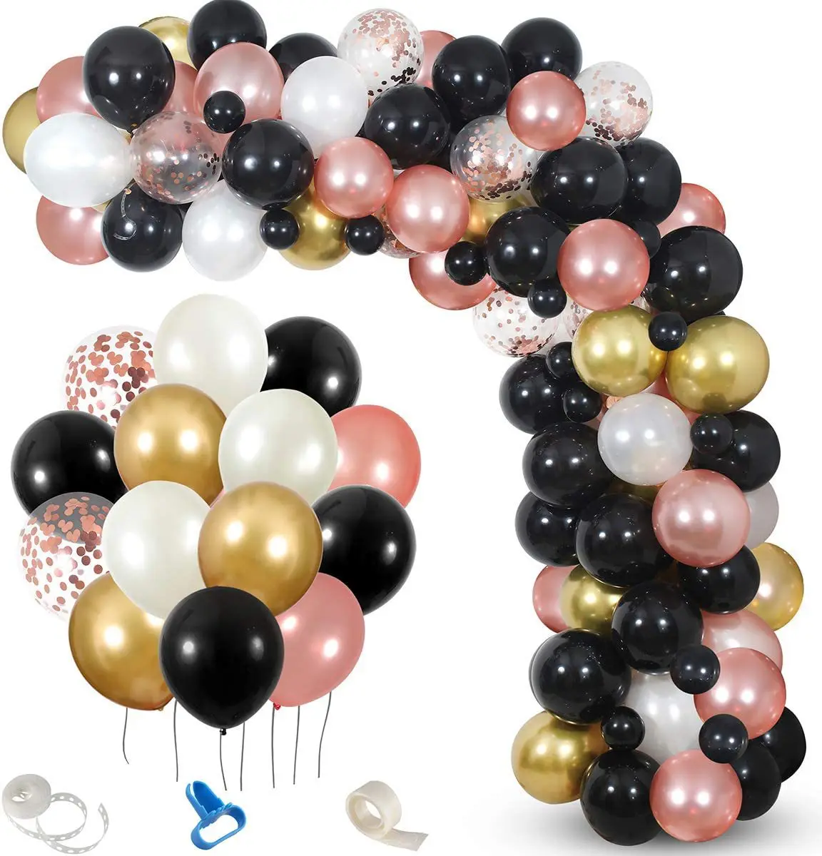 

130pcs Black Gold Pink Balloon Garland Wedding Birthday Party Latex Sequin Balloon Arch Party Balloon Decoration