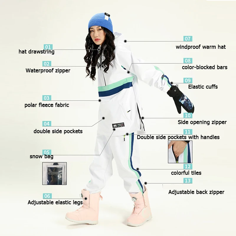 Женский зимний костюм для альпинизма куртка и штаны кемпинга ветрозащитный
