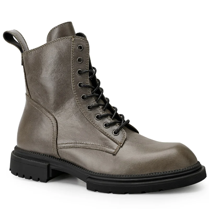 

Plus Velvet High Top Riding Boots Genuine Leather British Short Boots Autumn Winter British Retro Men Shoes Cowhide High Quality